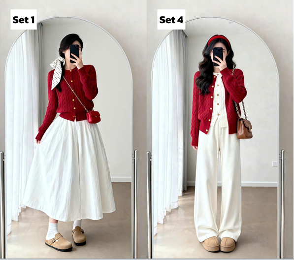 Cardigan đỏ – lựa chọn thời trang mang sắc xuân với 4 cách phối đồ đơn giản