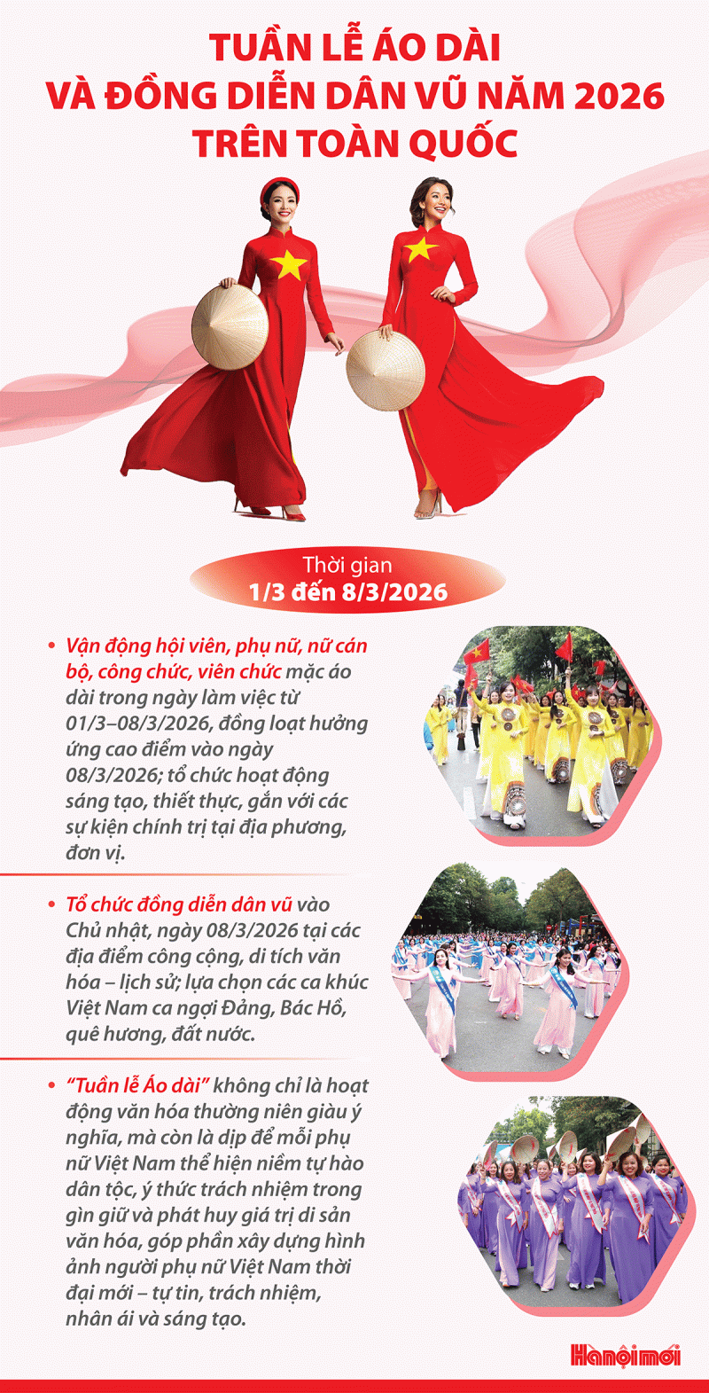 Tuần lễ Áo dài và đồng diễn dân vũ năm 2026 trên toàn quốc