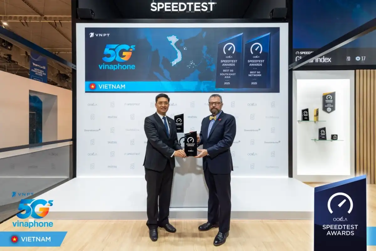 VinaPhone được đánh giá là mạng 5G tốt nhất Đông Nam Á trong quý 3 và 4 năm 2025