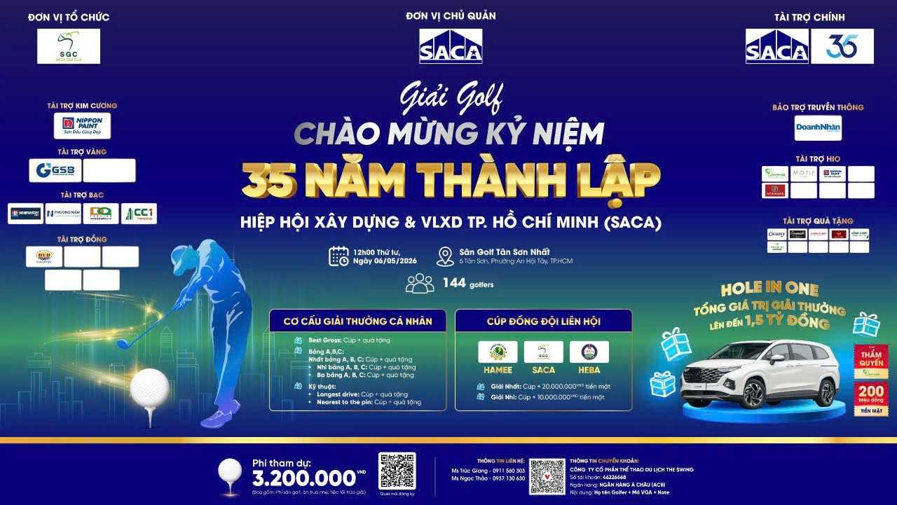 Sắp diễn ra Giải Golf chào mừng 35 năm thành lập SACA