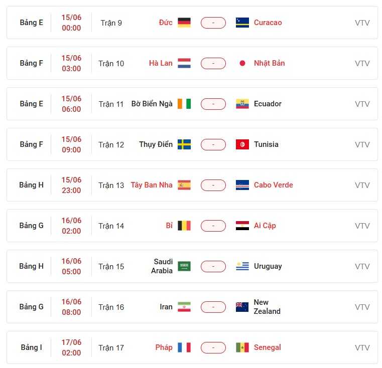 Lịch thi đấu bóng đá giải VCK World Cup 2026 mới nhất