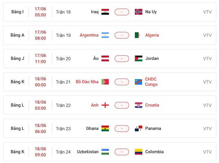Lịch thi đấu bóng đá giải VCK World Cup 2026 mới nhất